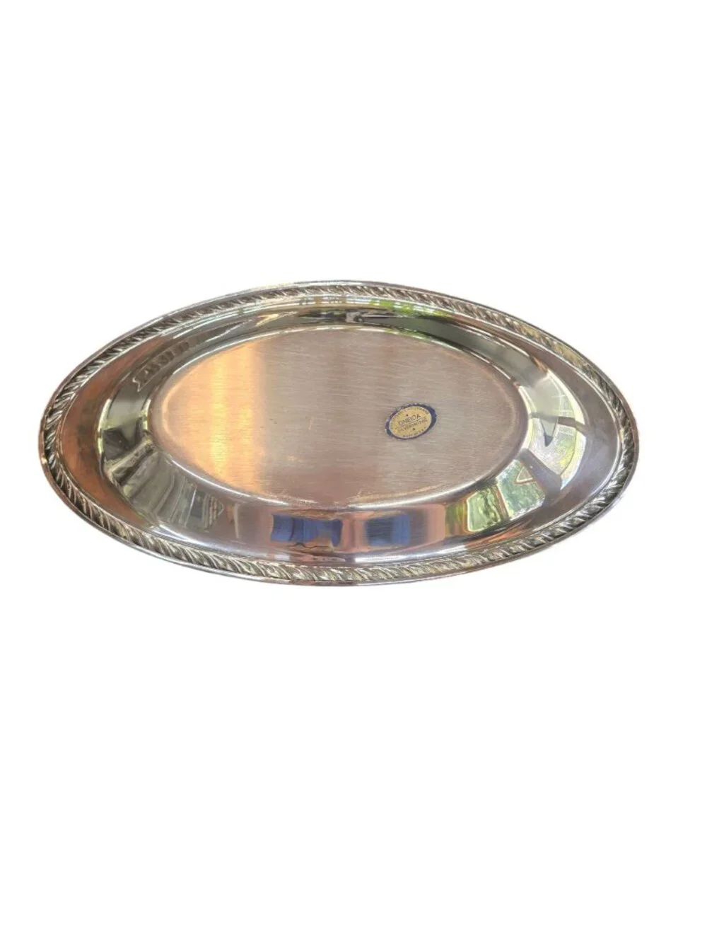 Vintage Oneida Silversmiths Silverplated Holloware USA Oval Serving Dish Bread T